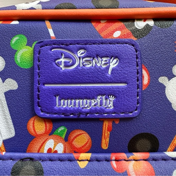 Disney Loungefly Mickey Halloween treats crossbody purse bag orange‎ & purple - Picture 3 of 14